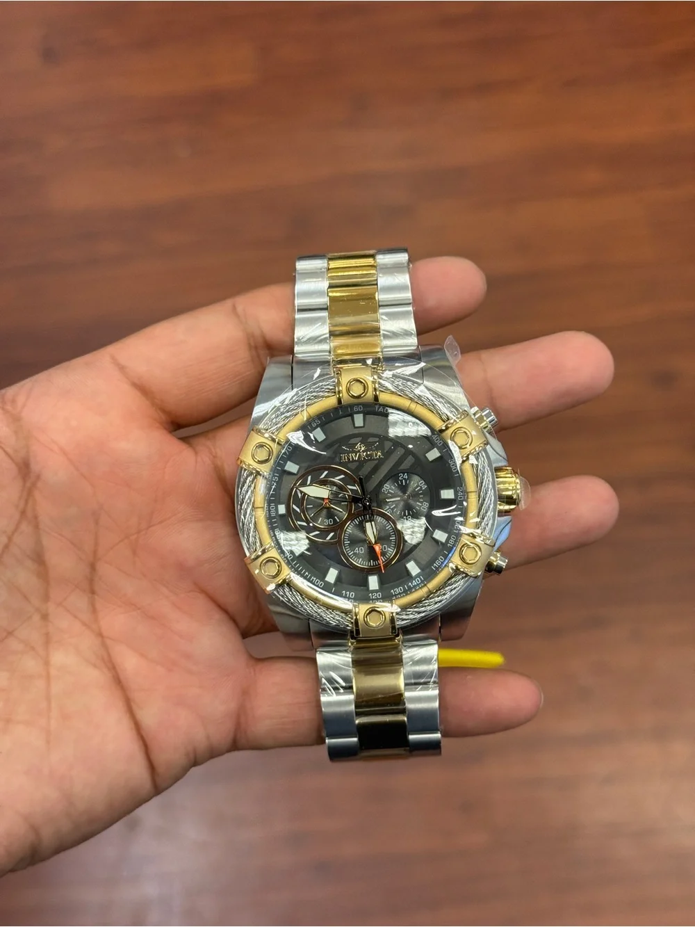 Invicta bolt men’s Two-Tone Gold and Silver Chronograph Watch with Gray Dial